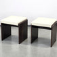 VINTAGE HOCKER Mid Century Brutalist Leder Holz Beistelltisch 60s 70s