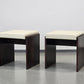 VINTAGE HOCKER Mid Century Brutalist Leder Holz Beistelltisch 60s 70s