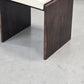 VINTAGE HOCKER Mid Century Brutalist Leder Holz Beistelltisch 60s 70s