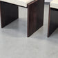 VINTAGE HOCKER Mid Century Brutalist Leder Holz Beistelltisch 60s 70s