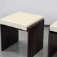 VINTAGE HOCKER Mid Century Brutalist Leder Holz Beistelltisch 60s 70s