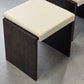 VINTAGE HOCKER Mid Century Brutalist Leder Holz Beistelltisch 60s 70s
