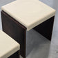 VINTAGE HOCKER Mid Century Brutalist Leder Holz Beistelltisch 60s 70s