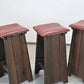 BARHOCKER VINTAGE Brutalismus Leder Holz Hocker Barstuhl Design Stuhl