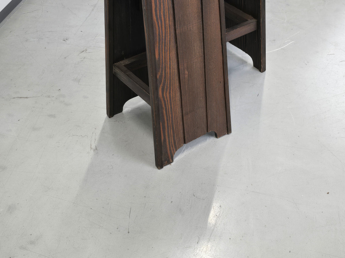 BARHOCKER VINTAGE Brutalismus Leder Holz Hocker Barstuhl Design Stuhl