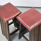 BARHOCKER VINTAGE Brutalismus Leder Holz Hocker Barstuhl Design Stuhl
