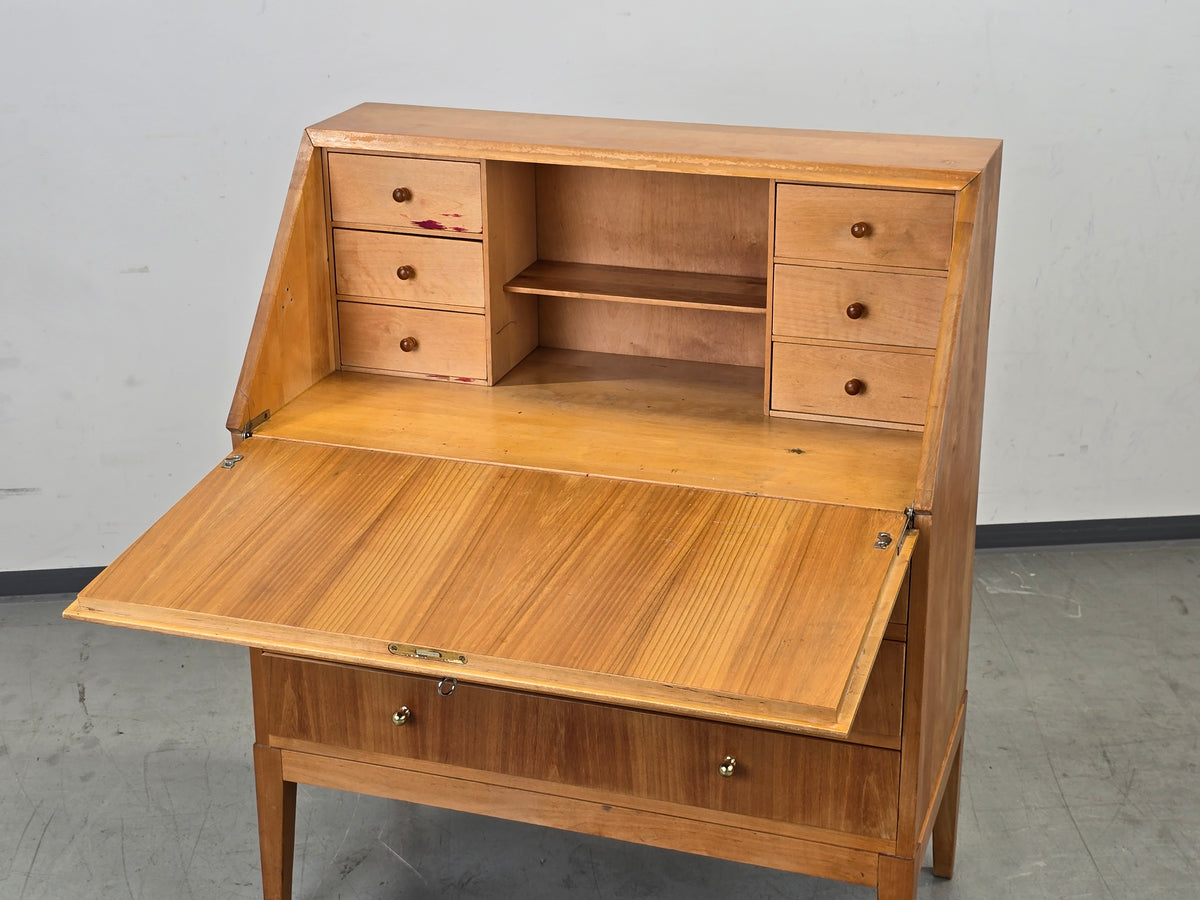 HÄKLI SEKRETÄR Birke Teak Vintage Mid Century Kommode Schreibtisch