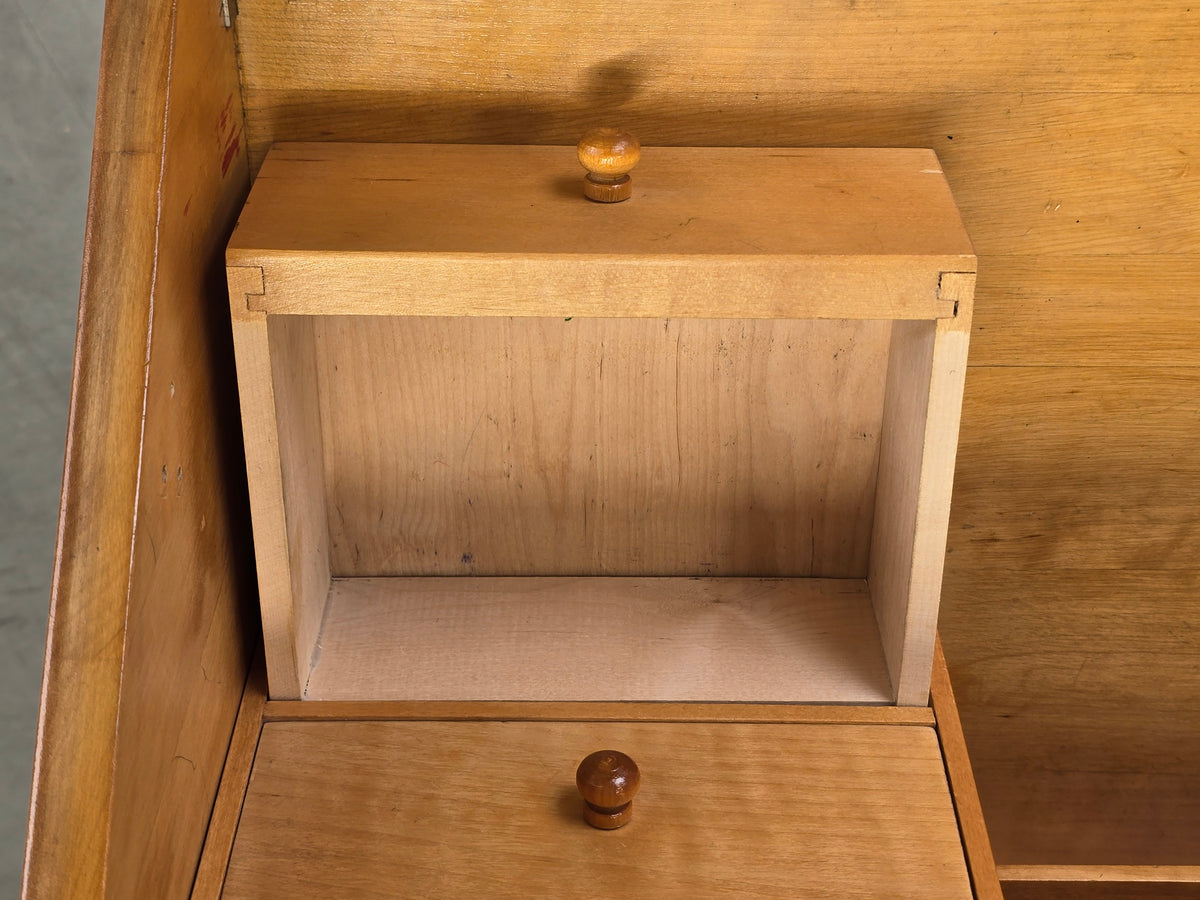 HÄKLI SEKRETÄR Birke Teak Vintage Mid Century Kommode Schreibtisch