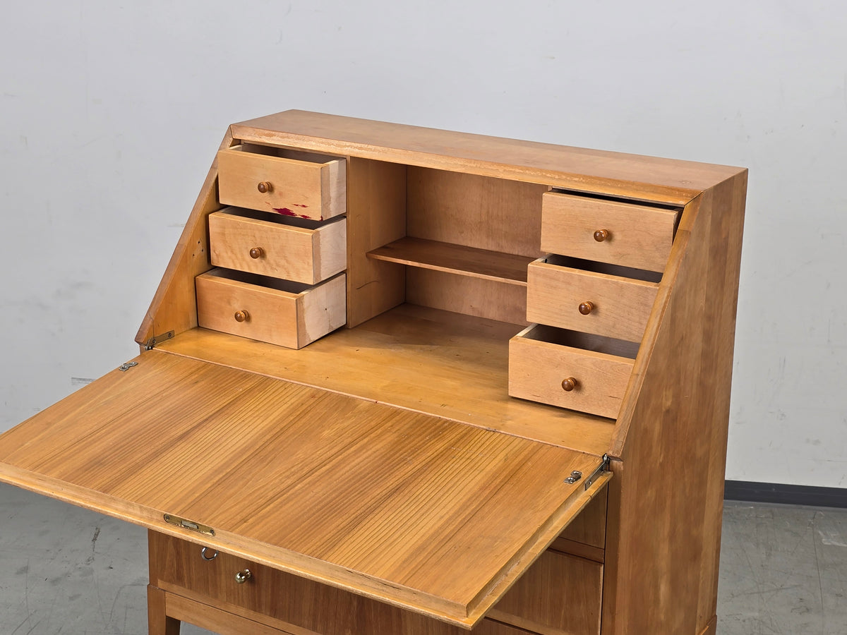 HÄKLI SEKRETÄR Birke Teak Vintage Mid Century Kommode Schreibtisch