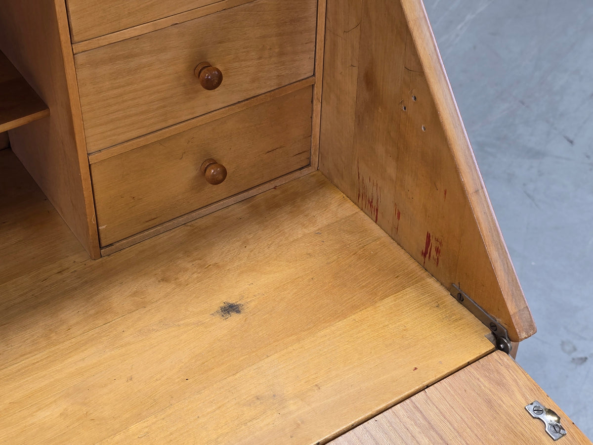 HÄKLI SEKRETÄR Birke Teak Vintage Mid Century Kommode Schreibtisch