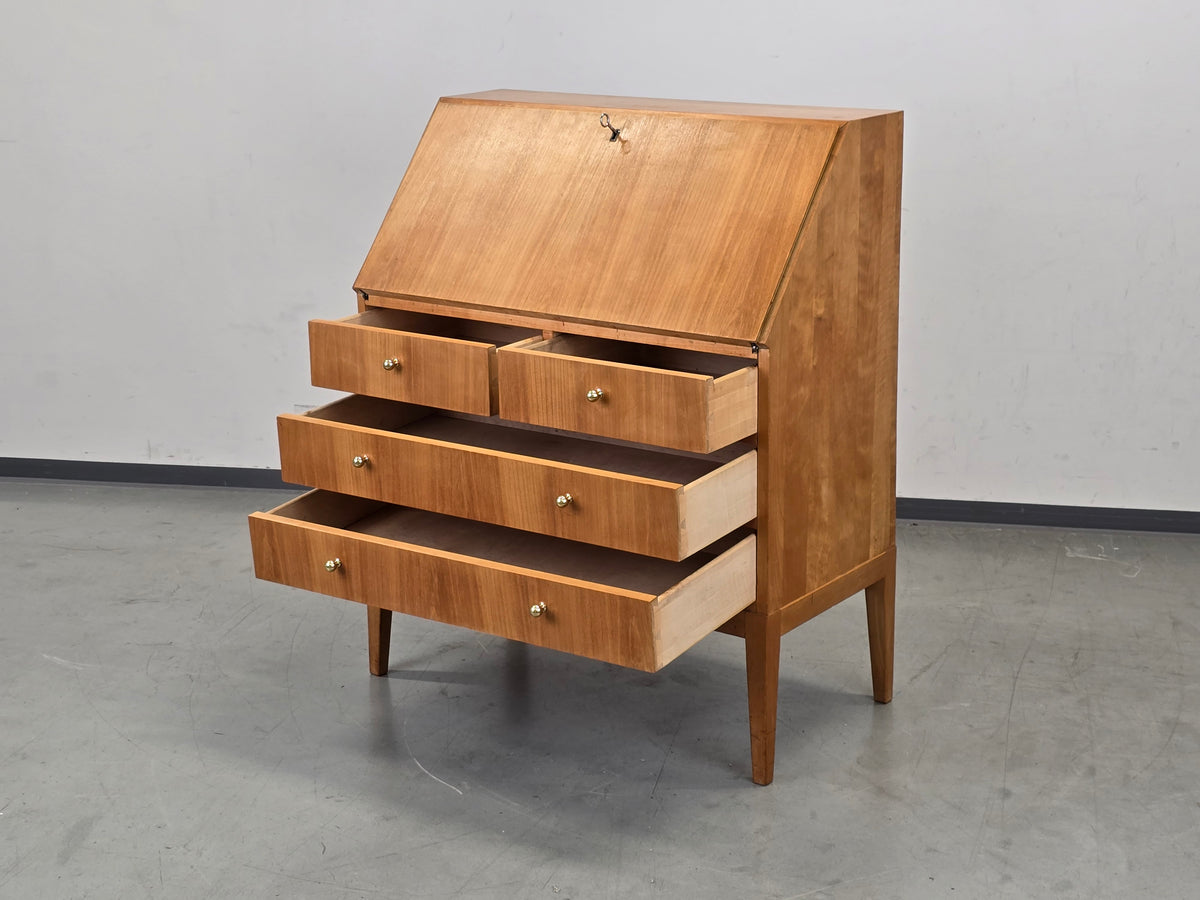 HÄKLI SEKRETÄR Birke Teak Vintage Mid Century Kommode Schreibtisch