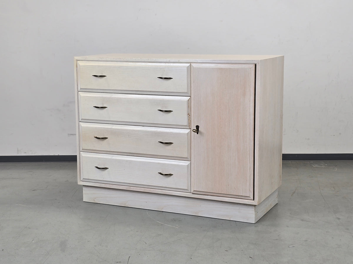 VINTAGE SIDEBOARD Kommode Holz Weiß Mid Century Eiche Anrichte