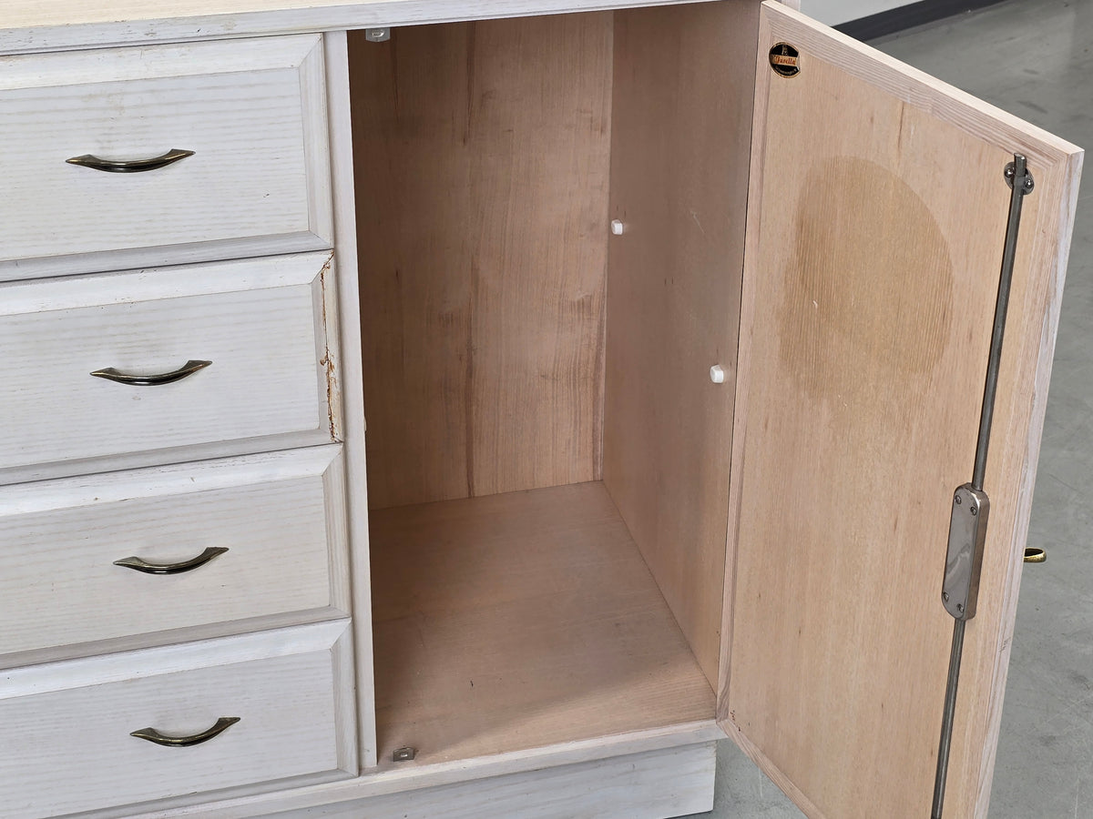 VINTAGE SIDEBOARD Kommode Holz Weiß Mid Century Eiche Anrichte