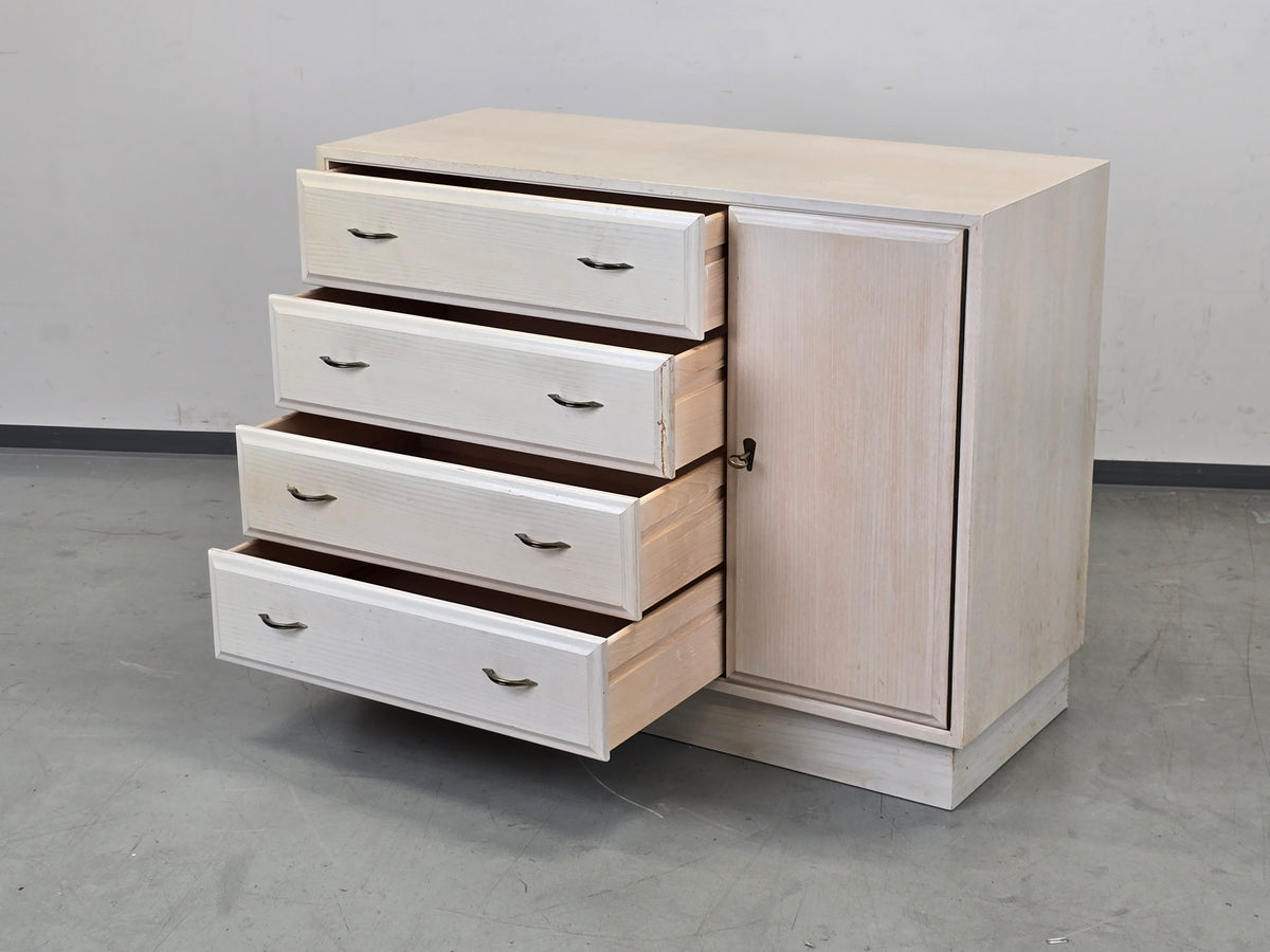 VINTAGE SIDEBOARD Kommode Holz Weiß Mid Century Eiche Anrichte
