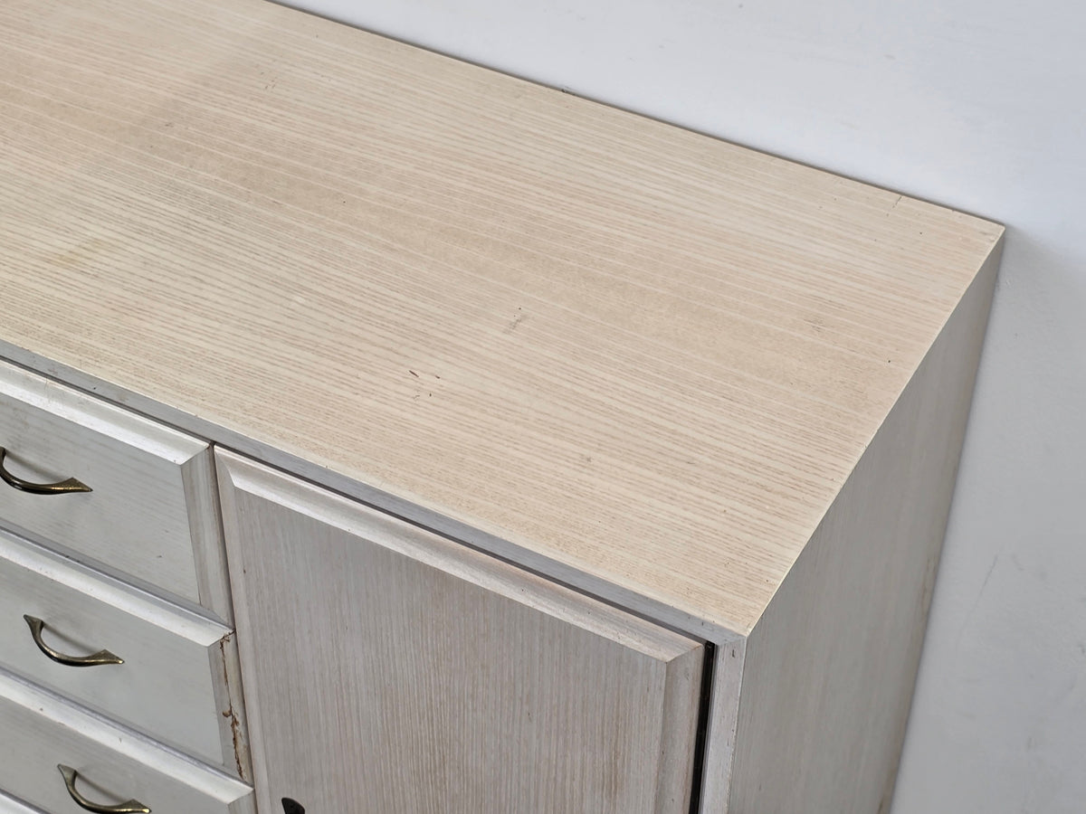VINTAGE SIDEBOARD Kommode Holz Weiß Mid Century Eiche Anrichte