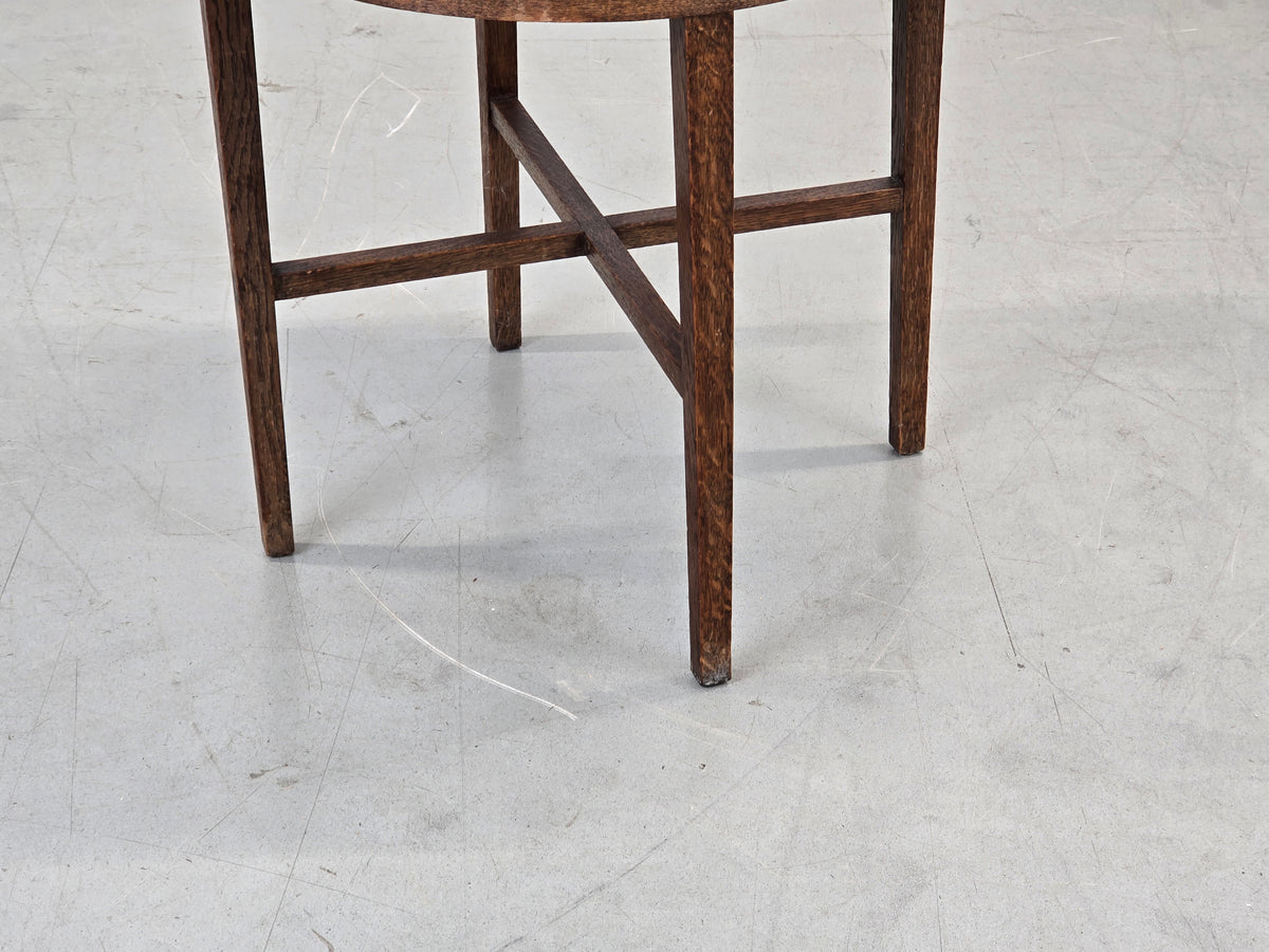 JUGENDSTIL RAUCHTISCH Eiche Messing Beistelltisch Antik Couchtisch Beistelltisch
