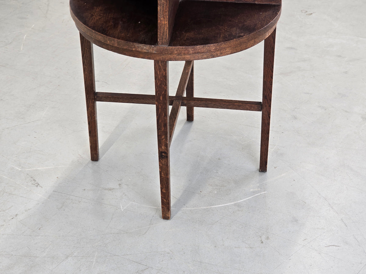 JUGENDSTIL RAUCHTISCH Eiche Messing Beistelltisch Antik Couchtisch Beistelltisch