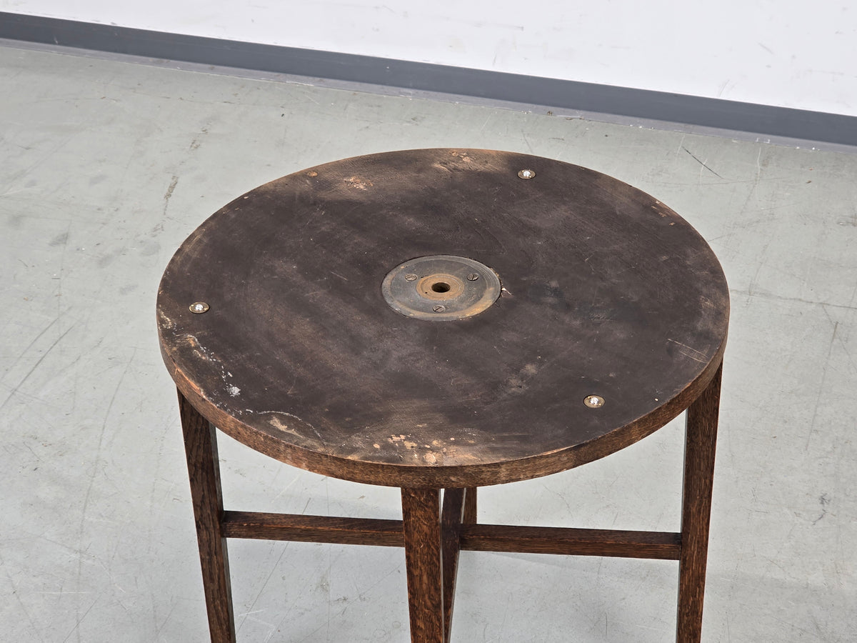 JUGENDSTIL RAUCHTISCH Eiche Messing Beistelltisch Antik Couchtisch Beistelltisch