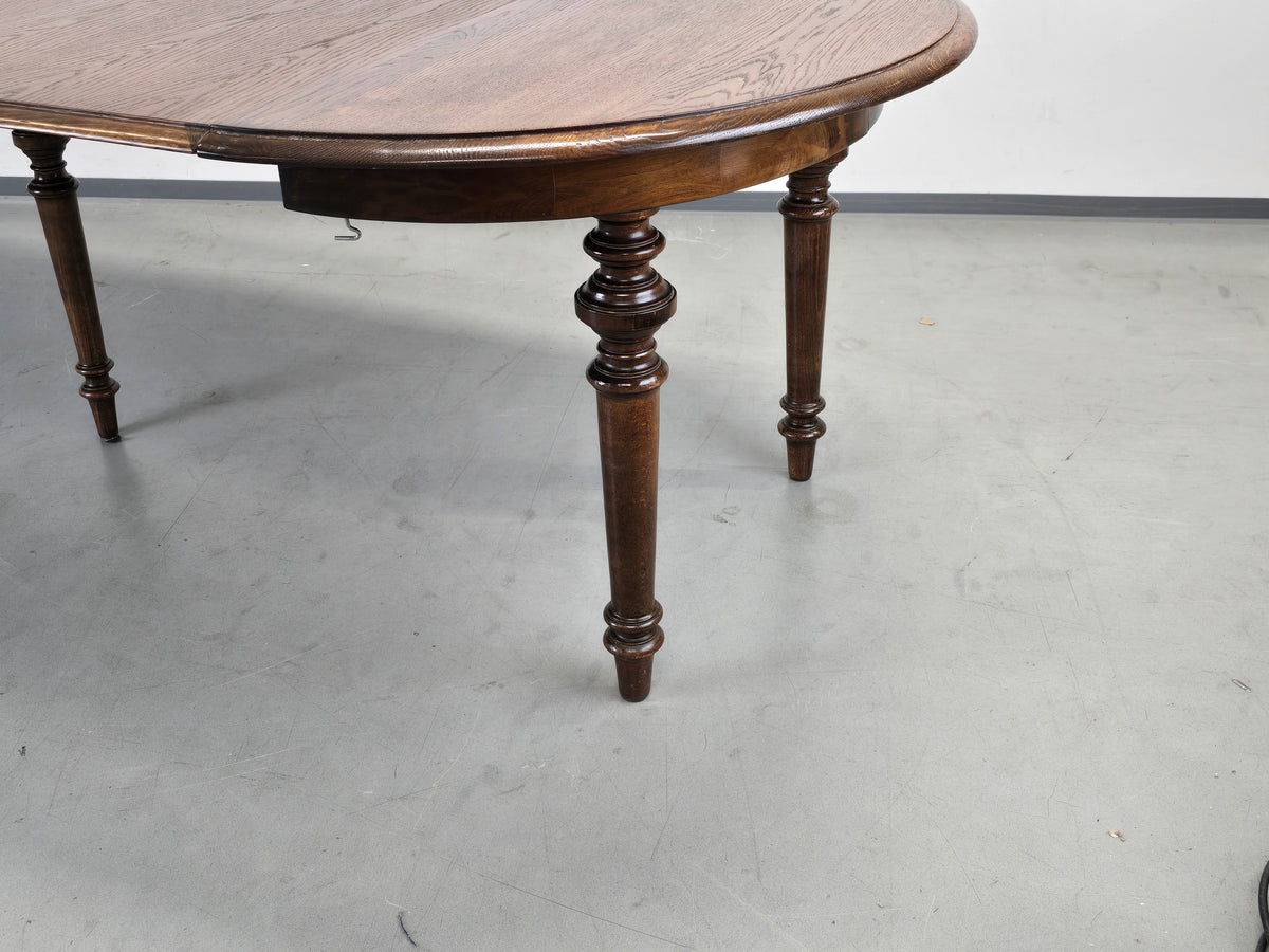 ANTIKS ESSTISCH Eiche Ausziehtisch Kulissentisch Gedrechselt Rund Oval 110-297