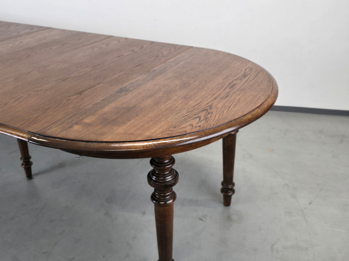 ANTIKS ESSTISCH Eiche Ausziehtisch Kulissentisch Gedrechselt Rund Oval 110-297