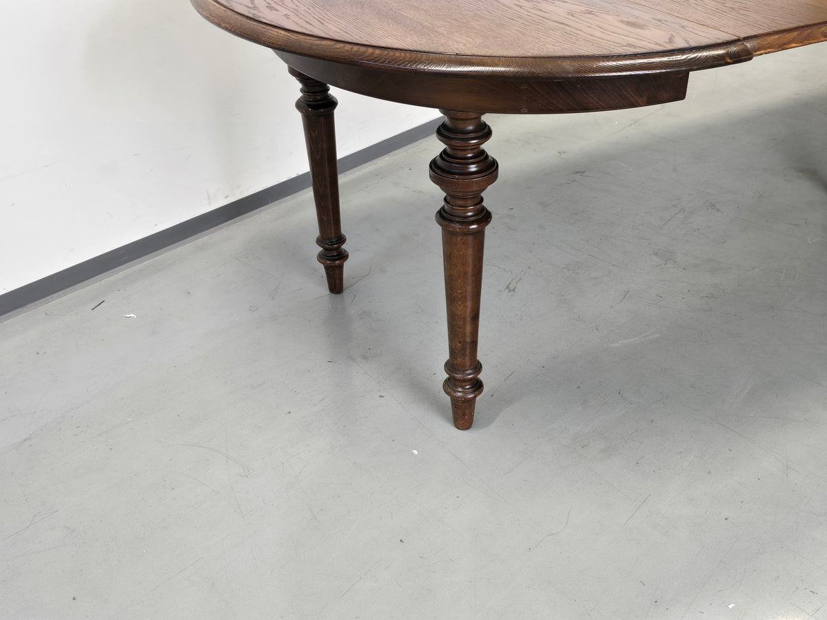 ANTIKS ESSTISCH Eiche Ausziehtisch Kulissentisch Gedrechselt Rund Oval 110-297