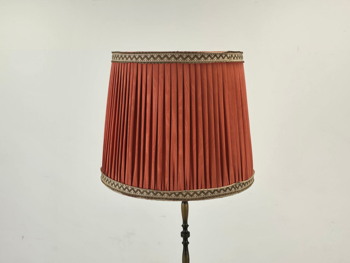 STEHLAMPE MESSING Vintage Mid Century Dreifuß Plissee Lampe 60er 70er Retro