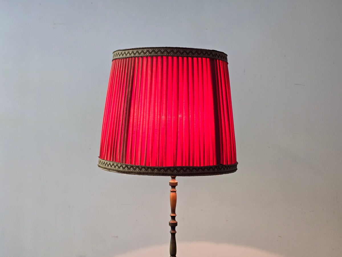STEHLAMPE MESSING Vintage Mid Century Dreifuß Plissee Lampe 60er 70er Retro
