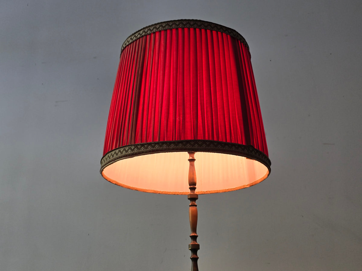 STEHLAMPE MESSING Vintage Mid Century Dreifuß Plissee Lampe 60er 70er Retro