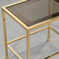 MESSING BEISTELLTISCH Rauchglas Vintage 70s Beistelltisch Design