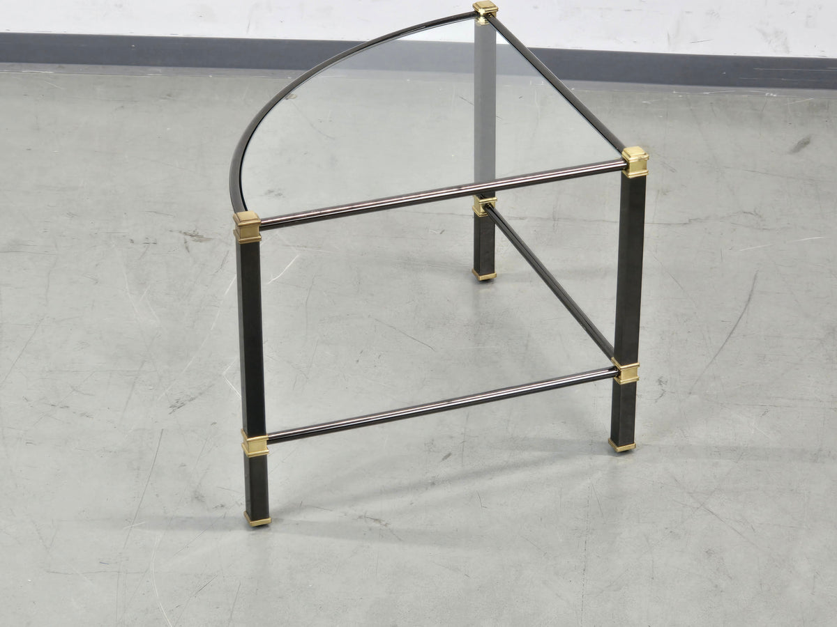 BEISTELLTISCH VINTAGE Ecktisch Rauchglas Messing Design 70er Blumentisch