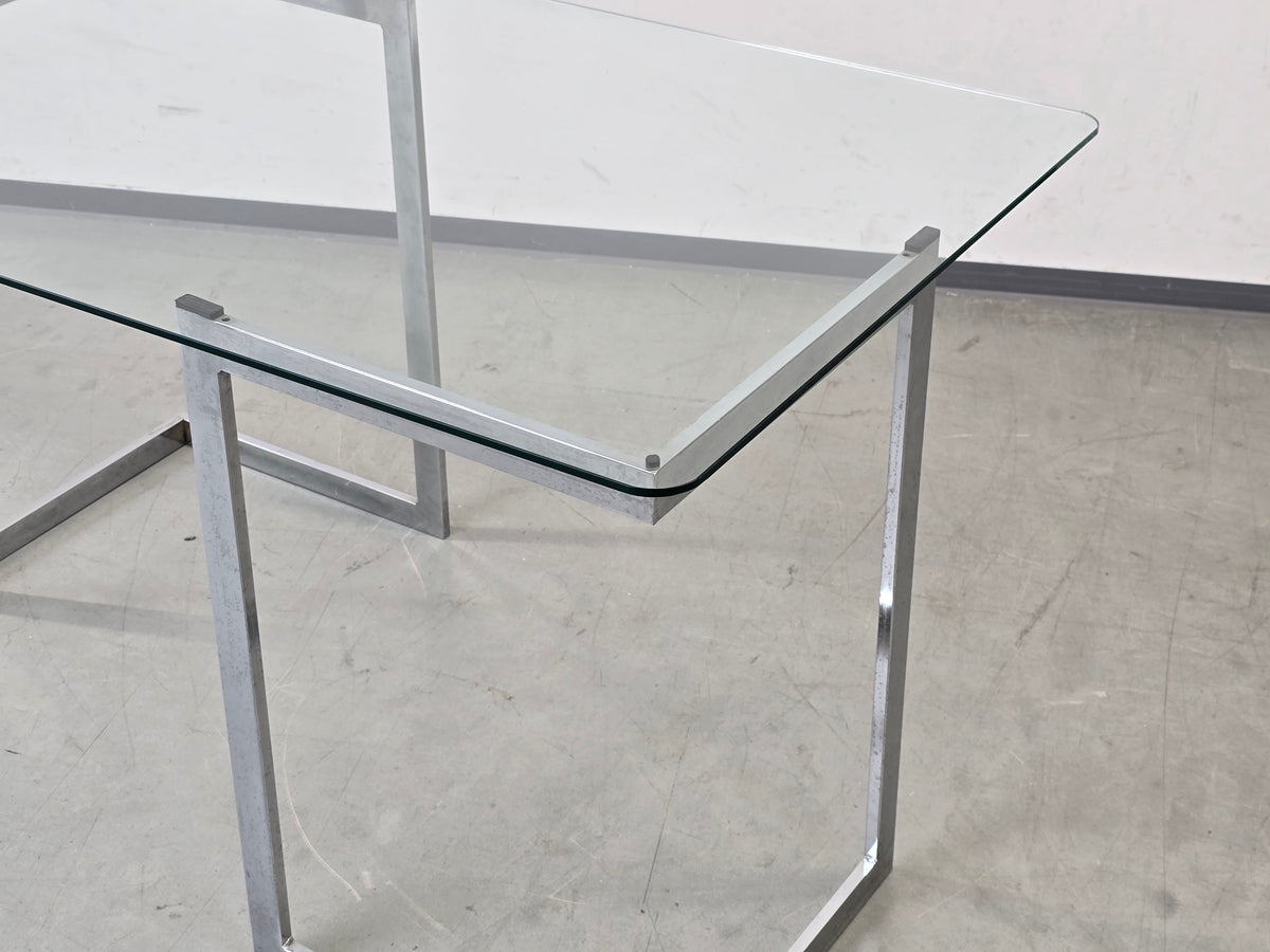 VINTAGE TISCH Mid Century Esstisch Schreibtisch Chrom Glas Z-Leg 70s Modern