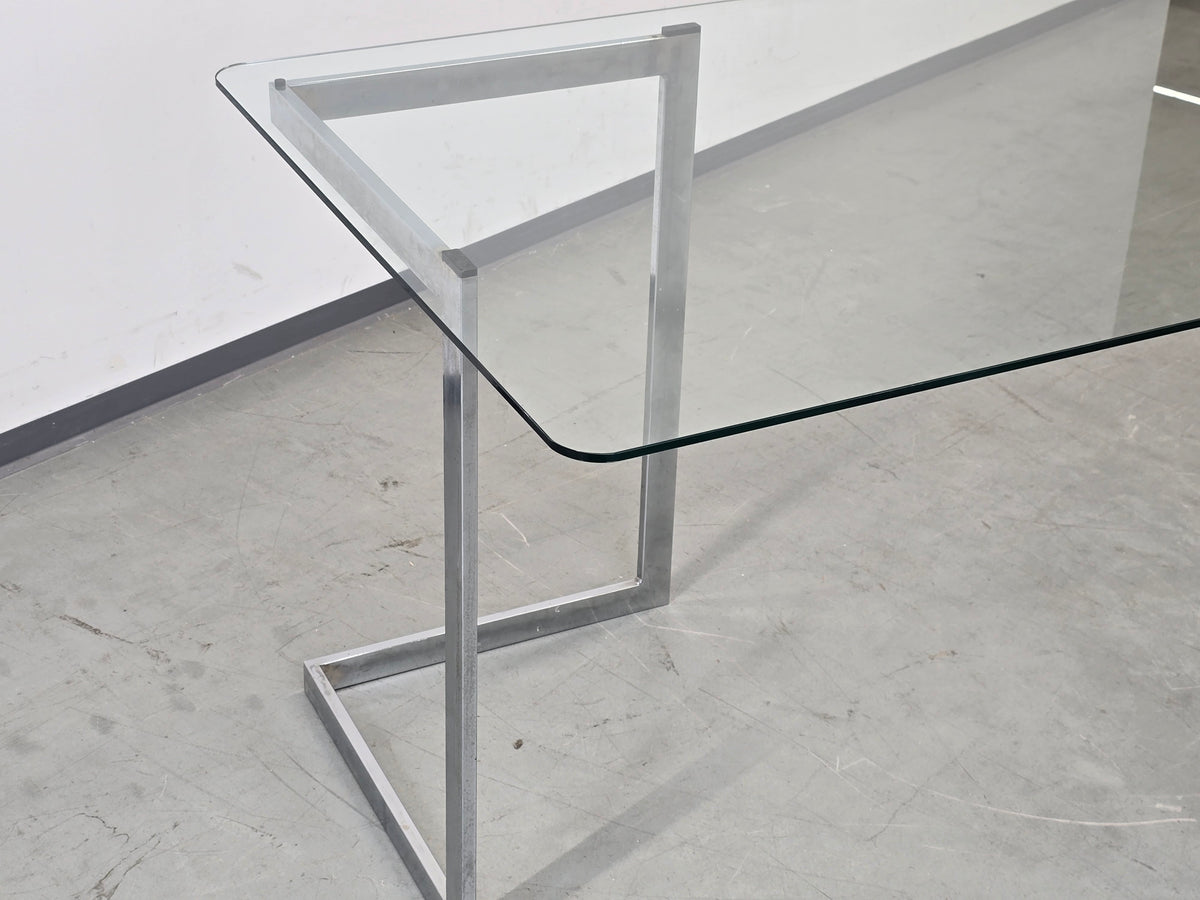 VINTAGE TISCH Mid Century Esstisch Schreibtisch Chrom Glas Z-Leg 70s Modern