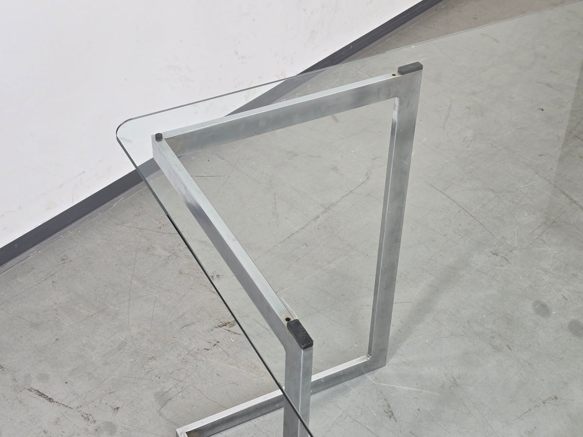 VINTAGE TISCH Mid Century Esstisch Schreibtisch Chrom Glas Z-Leg 70s Modern