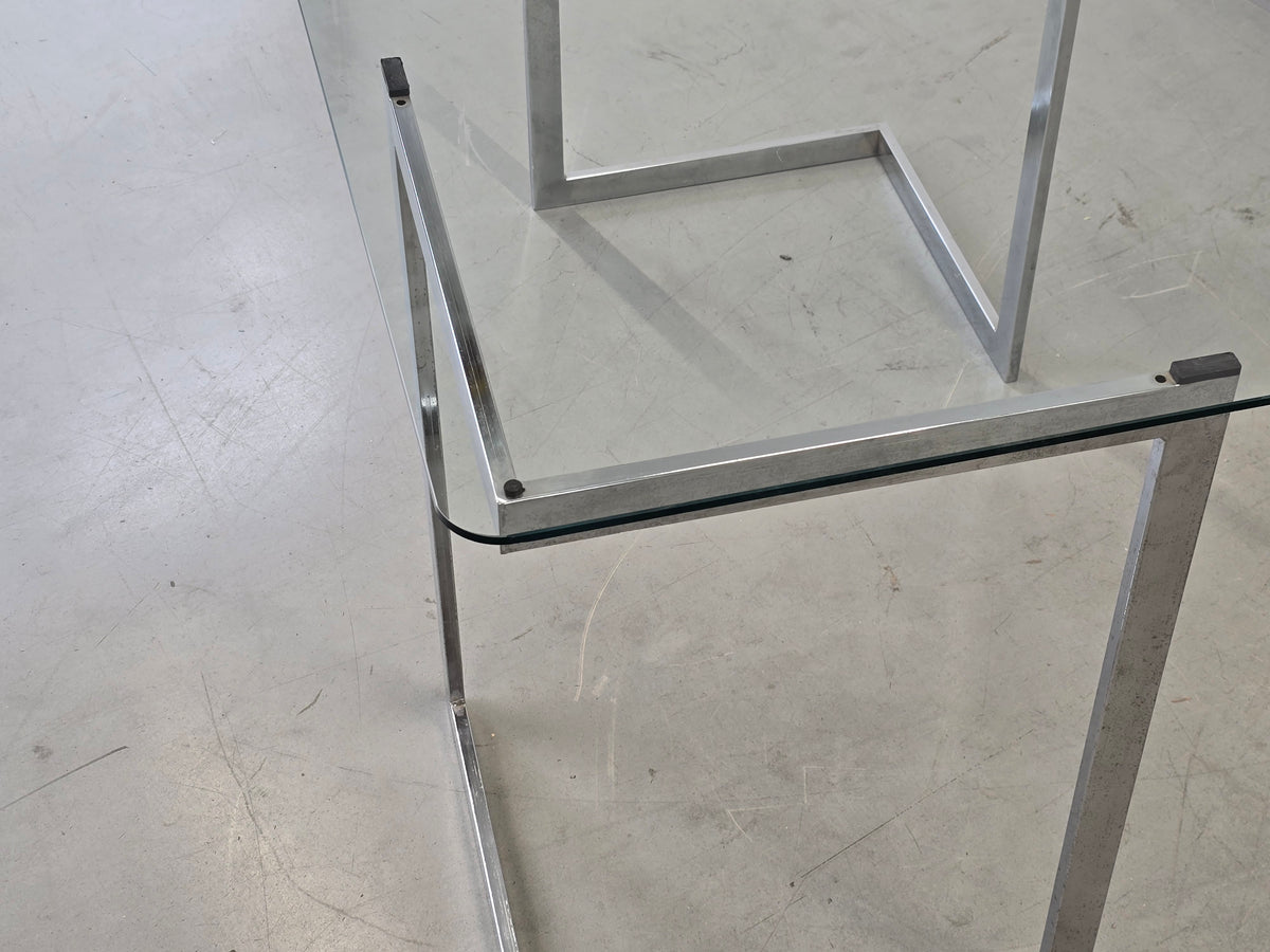 VINTAGE TISCH Mid Century Esstisch Schreibtisch Chrom Glas Z-Leg 70s Modern
