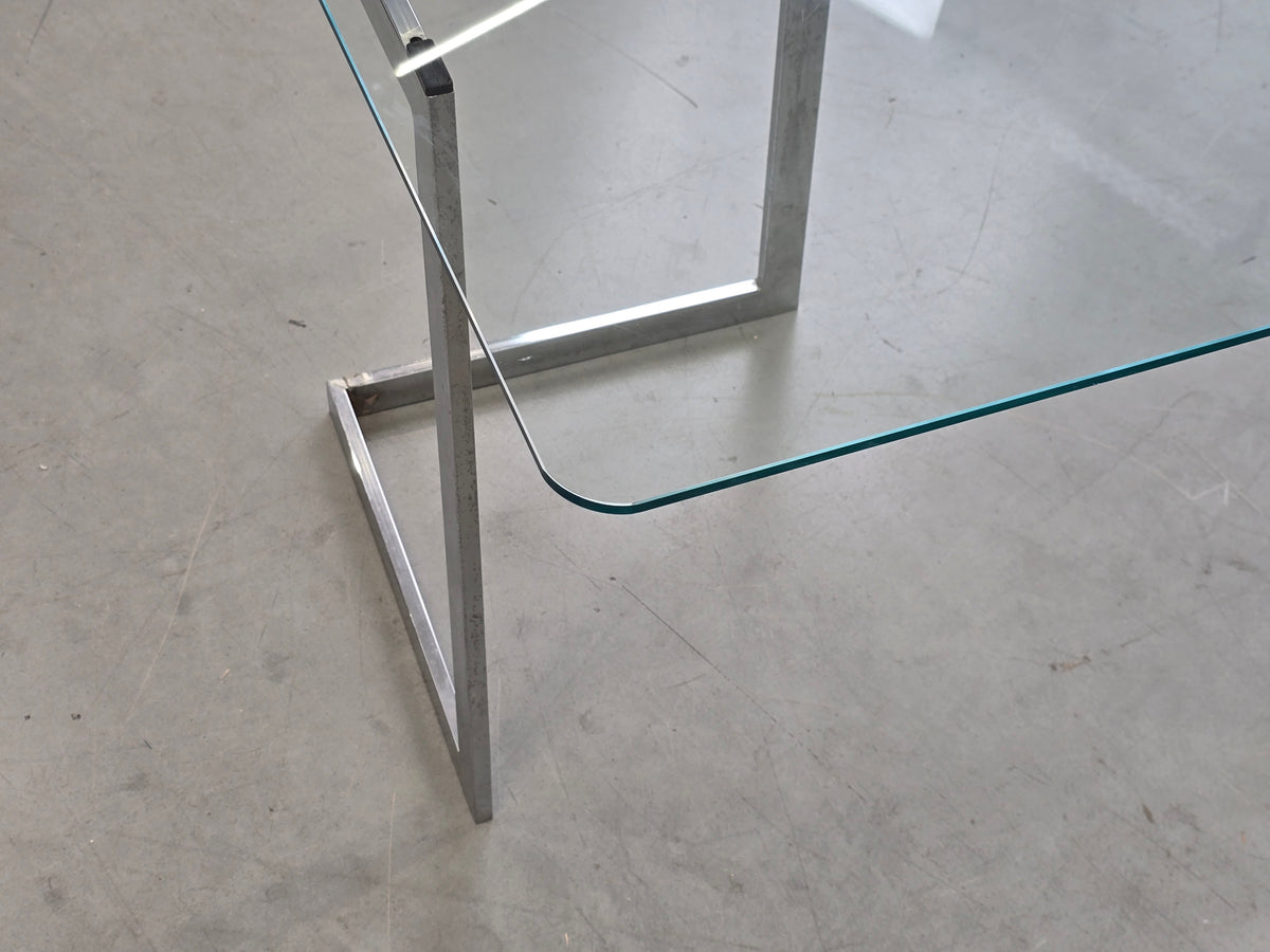 VINTAGE TISCH Mid Century Esstisch Schreibtisch Chrom Glas Z-Leg 70s Modern