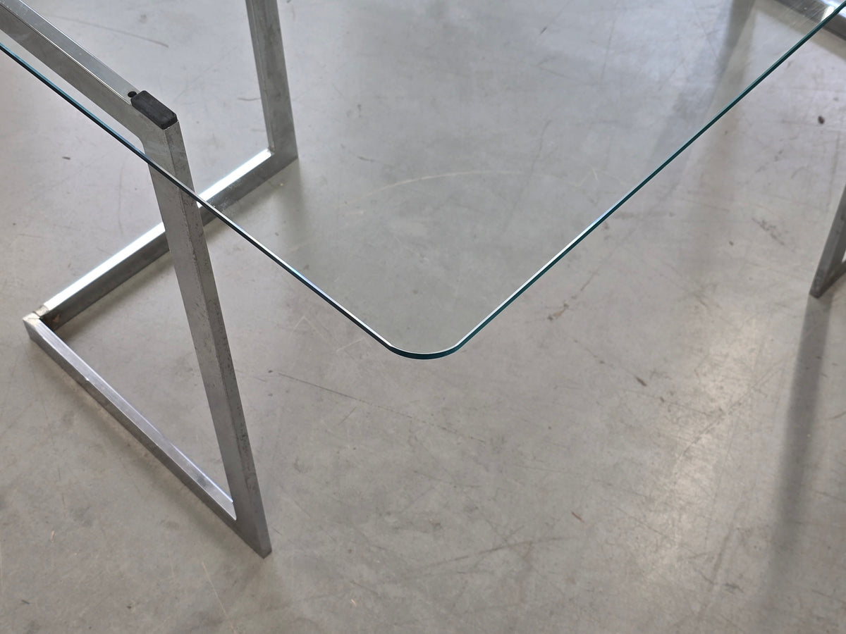 VINTAGE TISCH Mid Century Esstisch Schreibtisch Chrom Glas Z-Leg 70s Modern