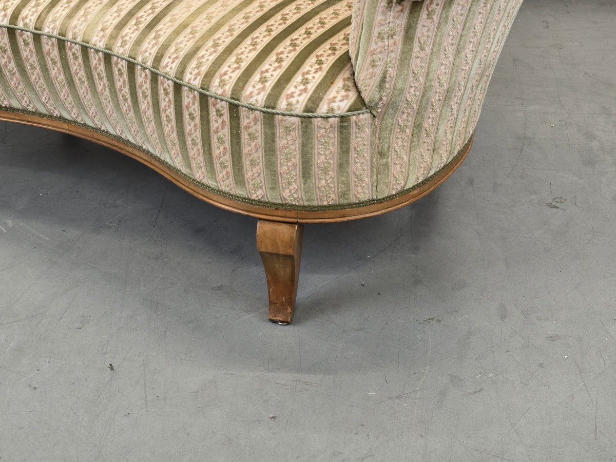 NIERENSOFA MID-CENTURY Vintage 50er Cocktailsofa Couch 2-Sitzer Samt Velvet Grün