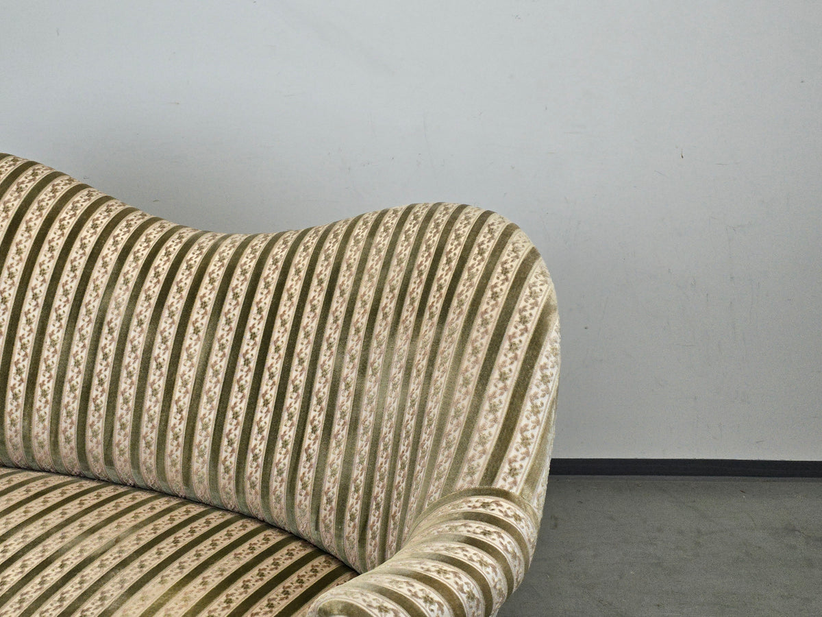 NIERENSOFA MID-CENTURY Vintage 50er Cocktailsofa Couch 2-Sitzer Samt Velvet Grün
