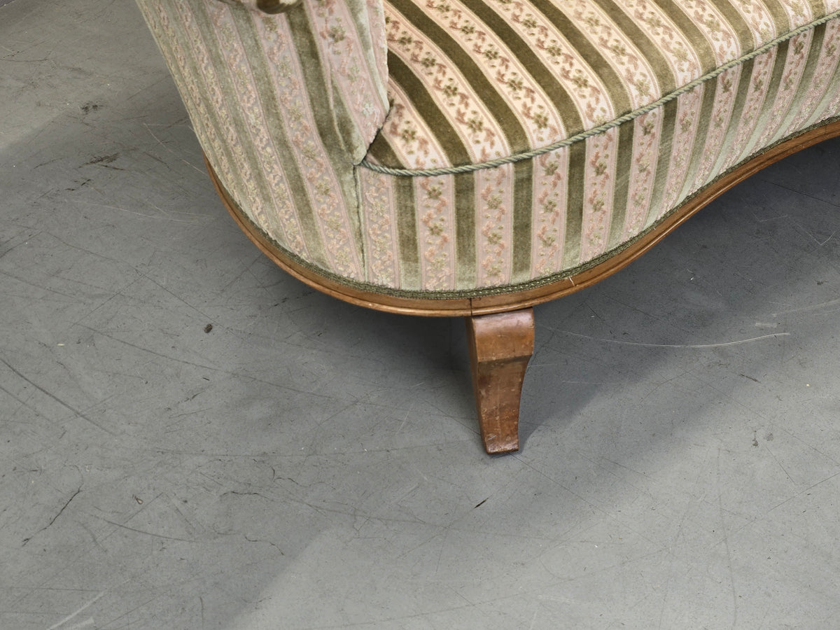 NIERENSOFA MID-CENTURY Vintage 50er Cocktailsofa Couch 2-Sitzer Samt Velvet Grün