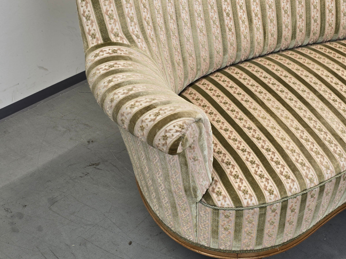 NIERENSOFA MID-CENTURY Vintage 50er Cocktailsofa Couch 2-Sitzer Samt Velvet Grün