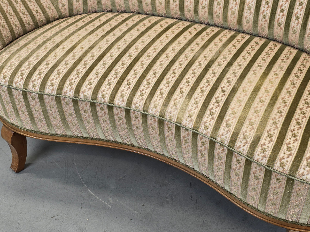 NIERENSOFA MID-CENTURY Vintage 50er Cocktailsofa Couch 2-Sitzer Samt Velvet Grün