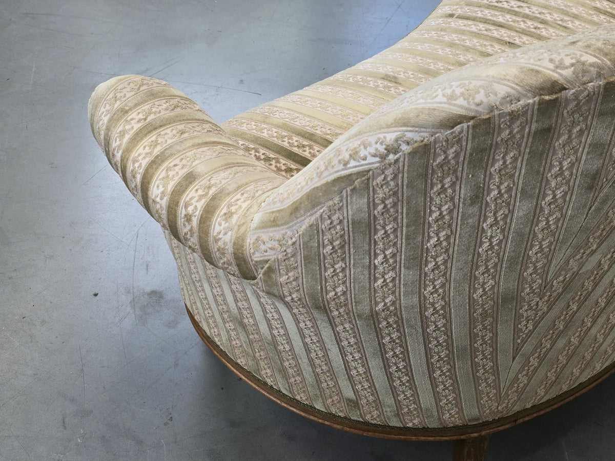 NIERENSOFA MID-CENTURY Vintage 50er Cocktailsofa Couch 2-Sitzer Samt Velvet Grün