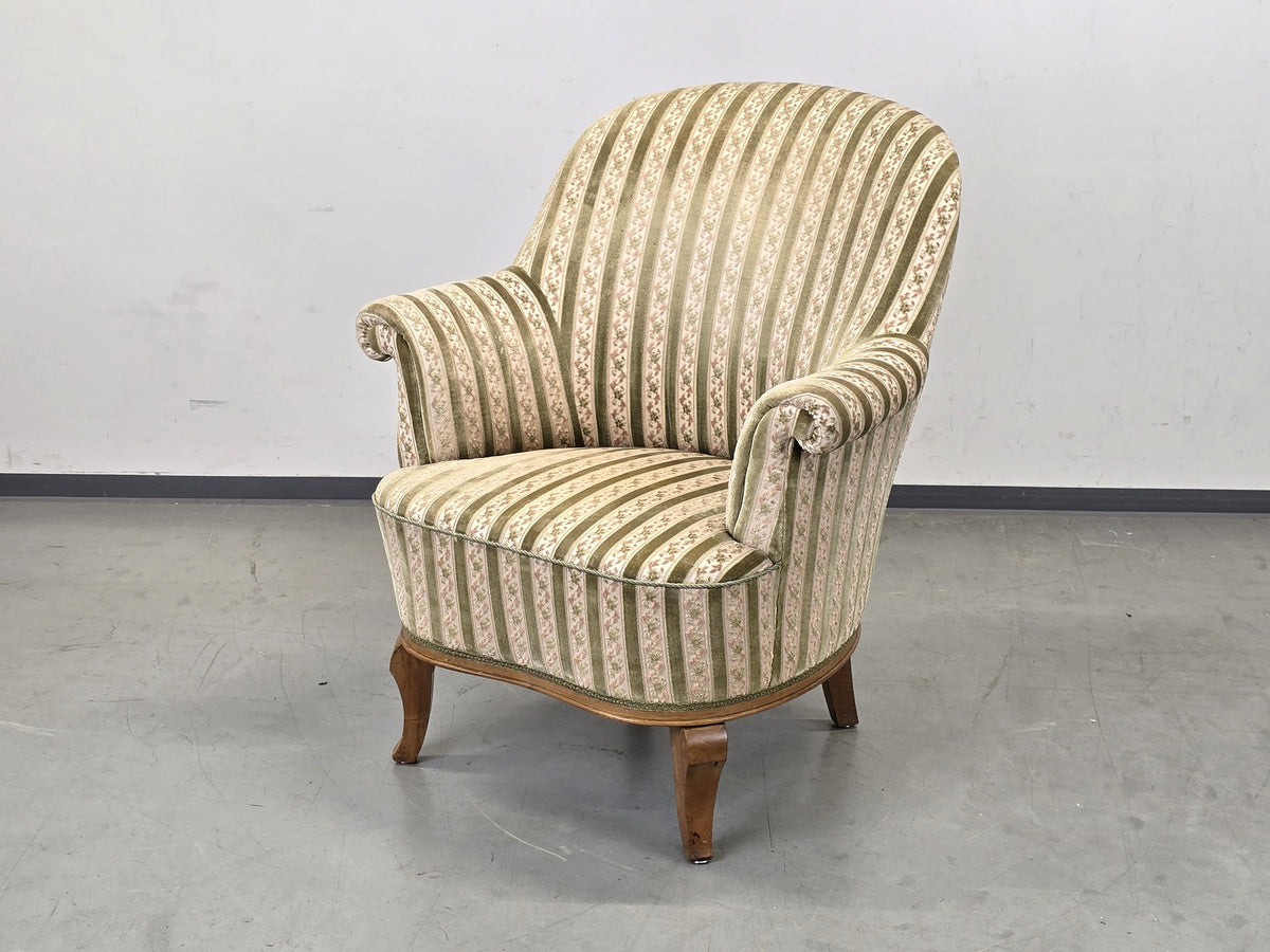VINTAGE SESSEL Cocktailsessel Samt Streifen Clubsessel Mid Century 50s