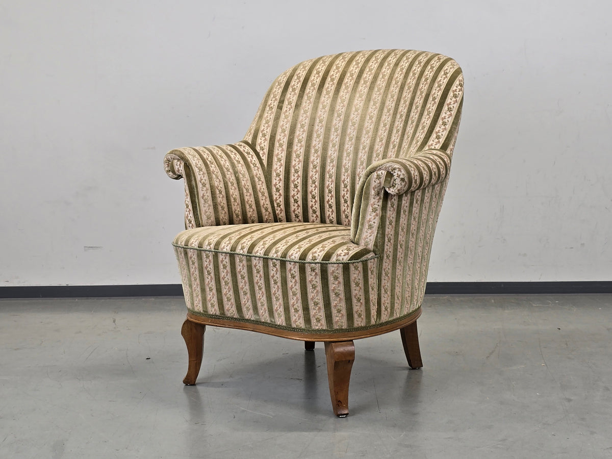 VINTAGE SESSEL Cocktailsessel Samt Streifen Clubsessel Mid Century 50s