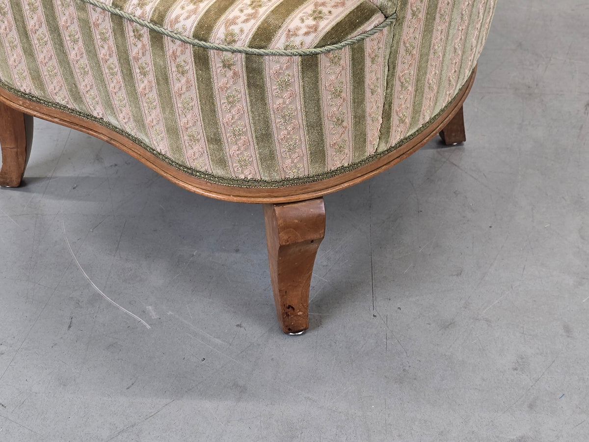 VINTAGE SESSEL Cocktailsessel Samt Streifen Clubsessel Mid Century 50s