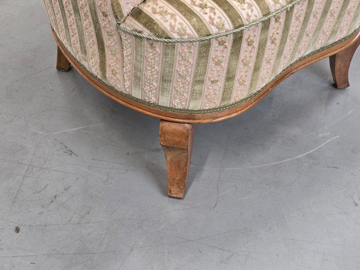 VINTAGE SESSEL Cocktailsessel Samt Streifen Clubsessel Mid Century 50s