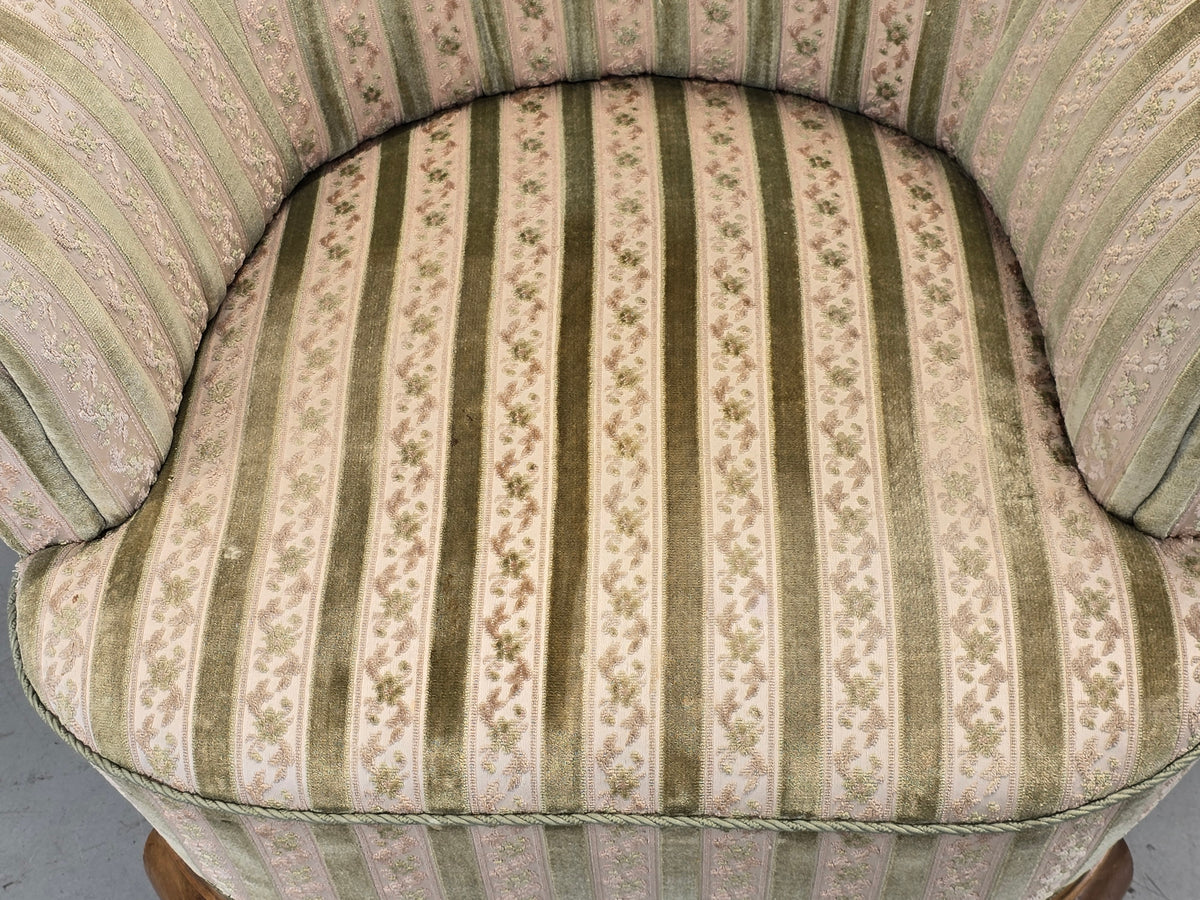 VINTAGE SESSEL Cocktailsessel Samt Streifen Clubsessel Mid Century 50s