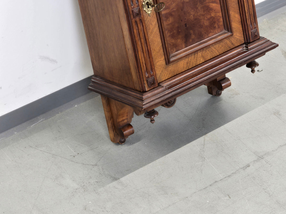 HÄNGESCHRANK ANTIK Gründerzeit Nussbaum Wandvitrine Wandschrank Schrank