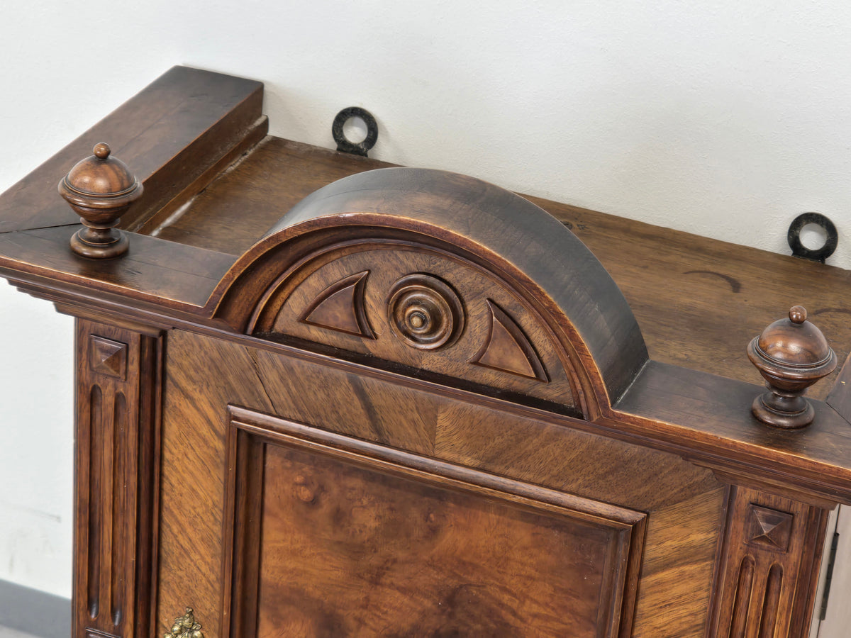 HÄNGESCHRANK ANTIK Gründerzeit Nussbaum Wandvitrine Wandschrank Schrank
