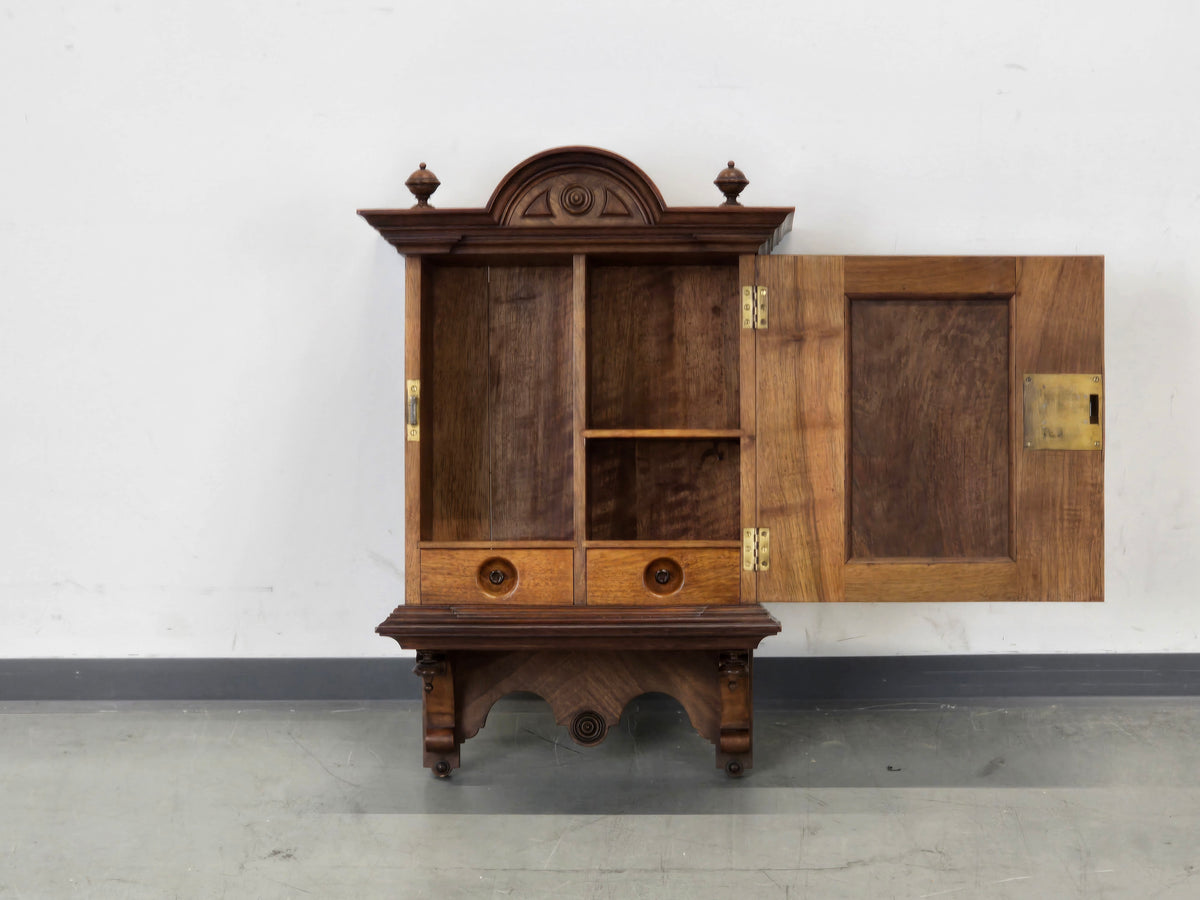 HÄNGESCHRANK ANTIK Gründerzeit Nussbaum Wandvitrine Wandschrank Schrank